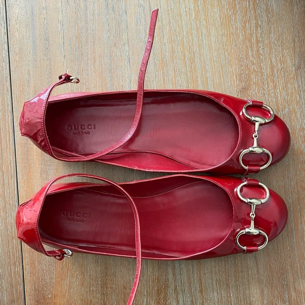 GUCCI Red Patent Leather Ballet Flats - Picture 14 of 14